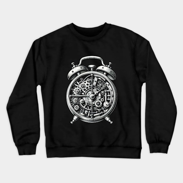 Steampunk Alarm Clock Crewneck Sweatshirt by OddlyNoir